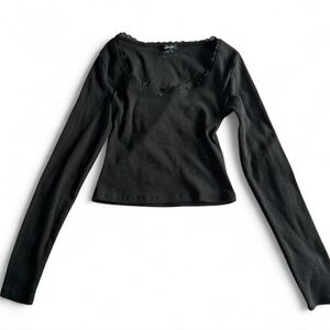Justify Black Scoop Neck Long Sleeve Top